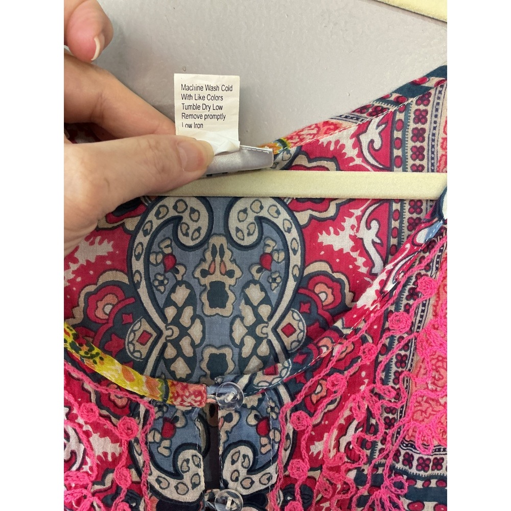 Sleeveless Printed Midi Dress in Pink and Yellow - Picture 8 of 8
